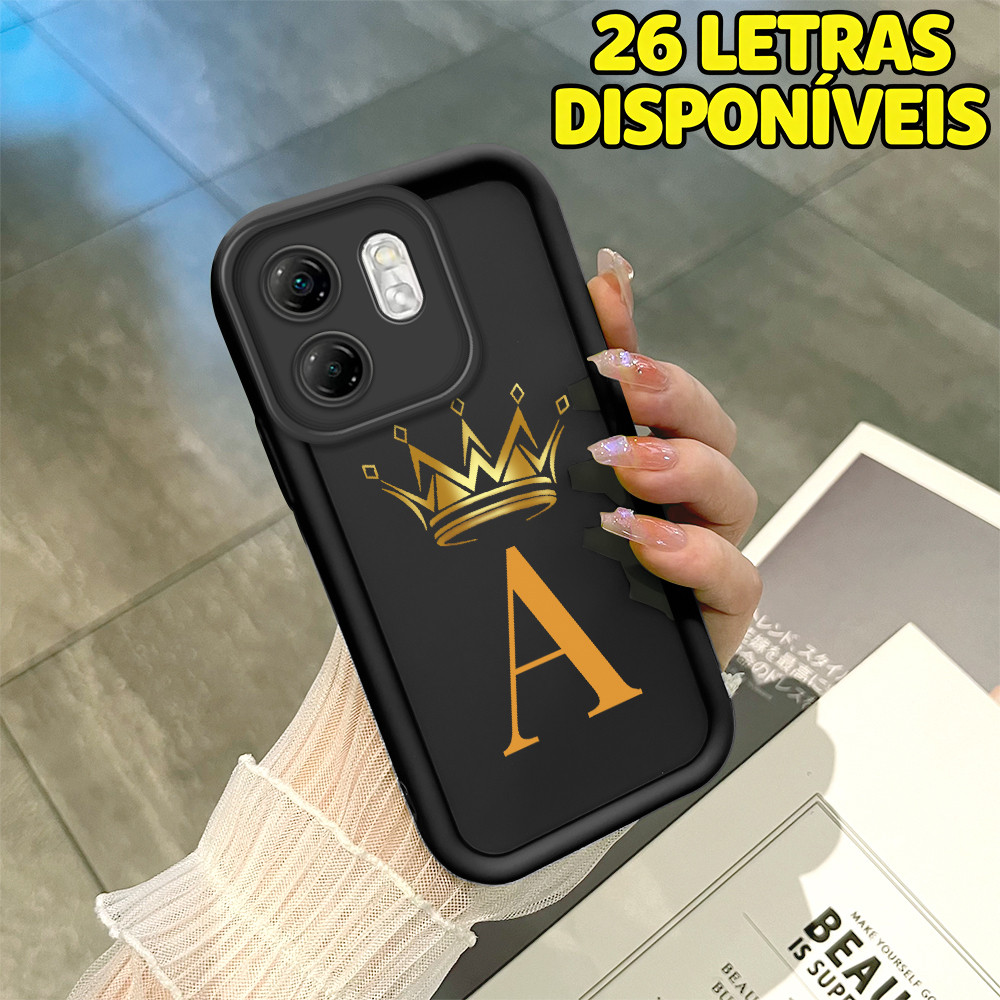 Capinha de Soft Silicone Preta Para Infinix Smart 9 Hot 50i com 26 Letras Disponíveis Capa de Celular TY7370 em Oferta na Shopee