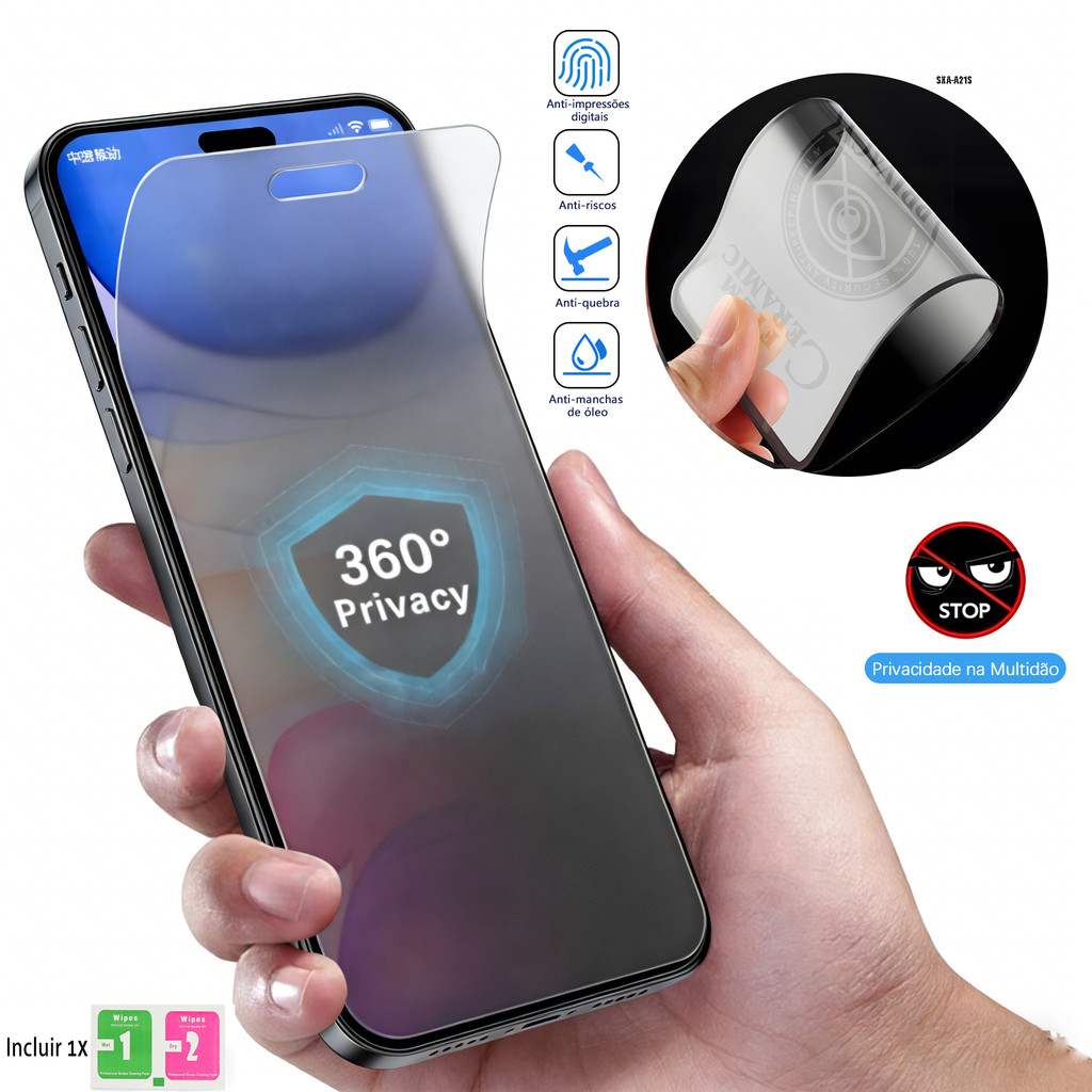 Película de Privacidade Para Samsung Galaxy A21S A24 A25 A26 A23 A22 A50 A30 4G 5G Privativa Matte Anti-Spy FKRM001