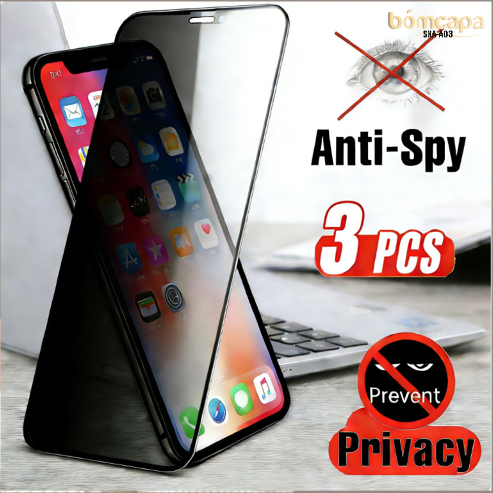 Kit 3 Película De Vidro Privacida De  Flexível Para Samsung Galaxy A07 A06 A05 A03 A05S A04E A04S A03S 4G 5G Fosca 9H