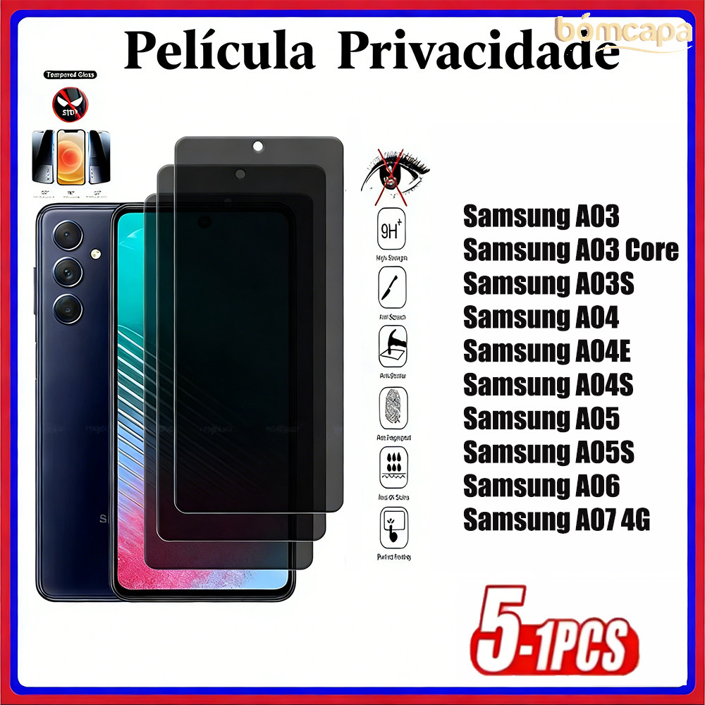 Kit Película Cerâmica Para Samsung Galaxy A07 A06 A05 A03 A05S A04E A04S A03S 4G 5G Películas Privacidade Tela Macia 3D