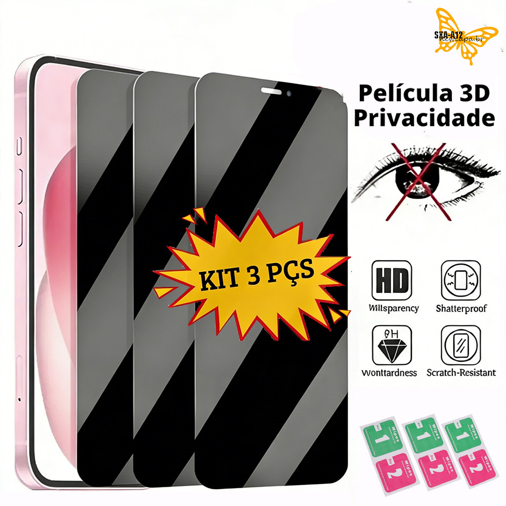 Kit 3 Película De Tela Vidro Privacida De  Cerâmica Flexível Para Samsung Galaxy A15 A14 A16 A17 A13 A12 4G 5G Fosca 9H