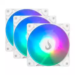 Kit 3 Fans Gamer Rise Mode X Led Rainbow White 120mm 1200RPM - RM-XLD-02-RBW