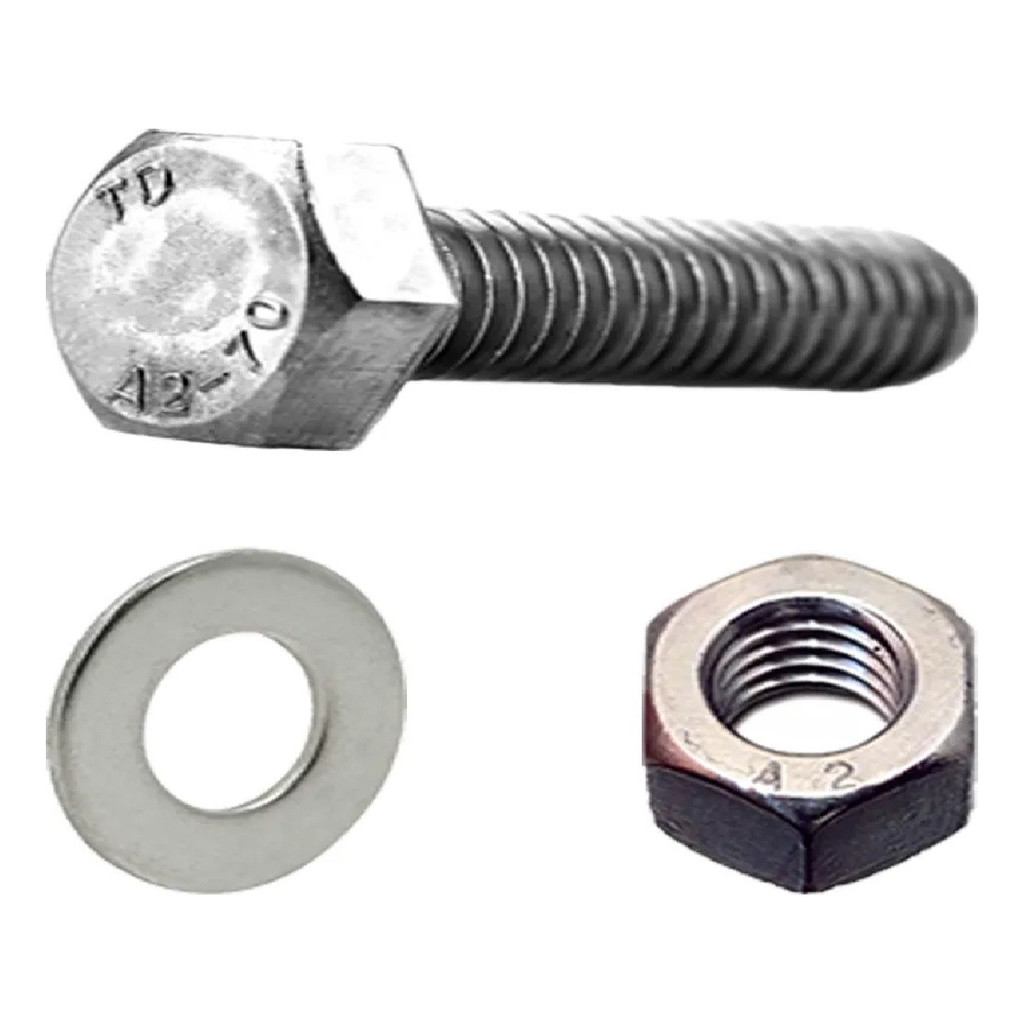 50 Parafuso M5 X 16 Sextavado Inox com Porcas e Arruelas 50 Peças