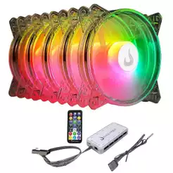 Kit x5 Cooler Gabinete Rise Mode Crystal Sound 120mm 1650 RPM ARGB - RM-CS-02-ARGB