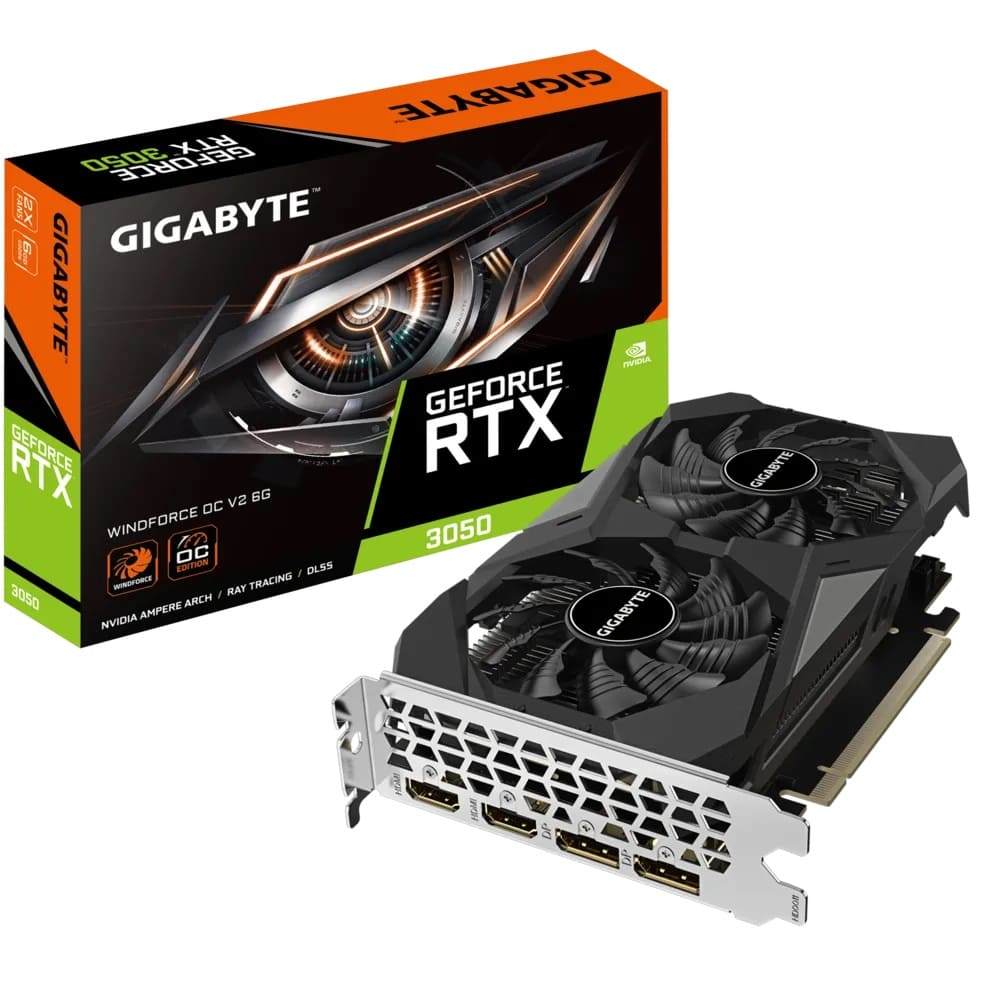 Placa de Vídeo Gigabyte GeForce RTX 3050 WindForce OC V2 6GB GDDR6 96 Bits - GV-N3050WF2OCV2-6GD