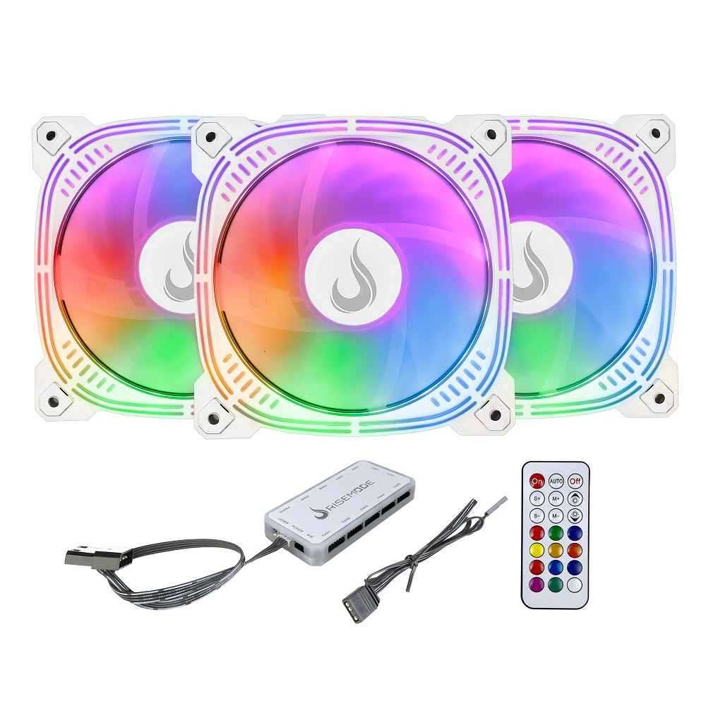 Kit Cooler Gabinete Rise Mode Aura Frost Pro 120mm 1650 RPM ARGB Branco - RM-CF-02-ARGB