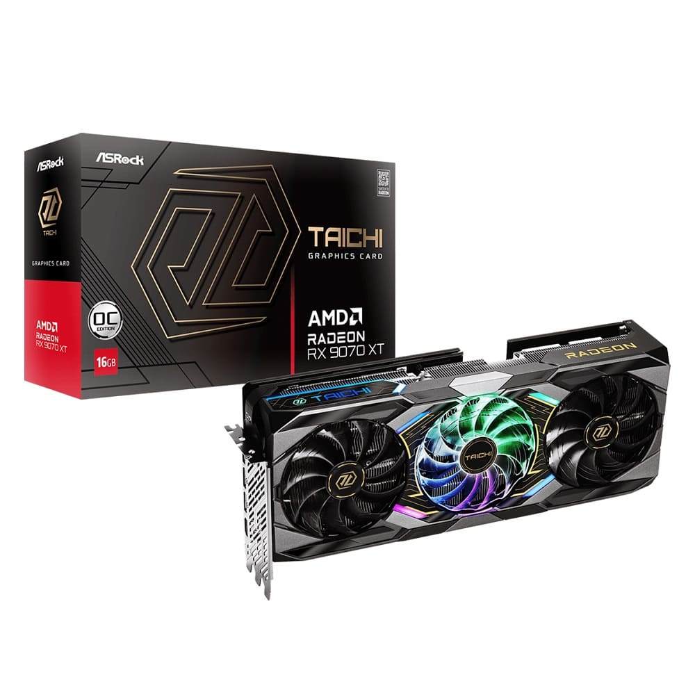 Placa de Vídeo AsRock AMD Radeon RX 9070 XT Taichi OC 16GB GDDR6 256 Bits - 90-GA5HZZ-00UANF