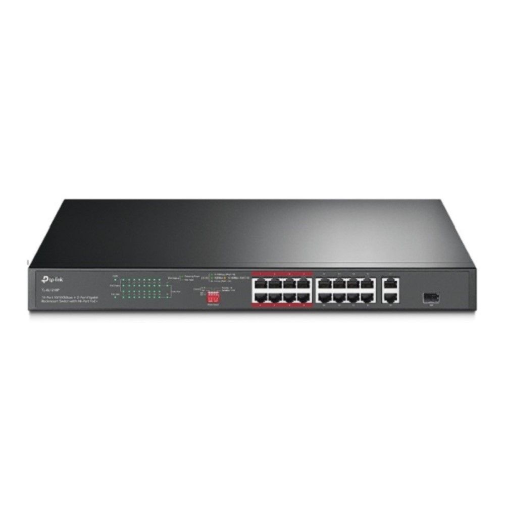 Switch TP-Link TL-SL1218P 16 Portas POE + 2 Gigabit 10/100/1000Mbps Rack + 1 SFP