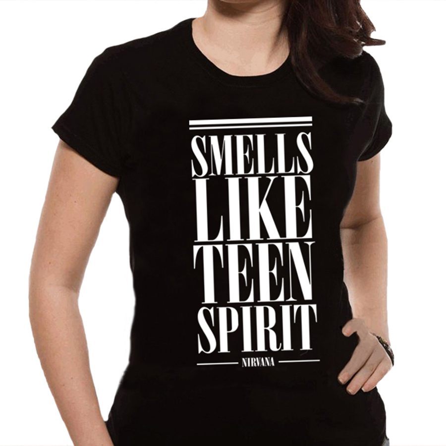 Camiseta Feminina Baby Look Nirvana Smells Like Teen Spirit - 100% algodão
