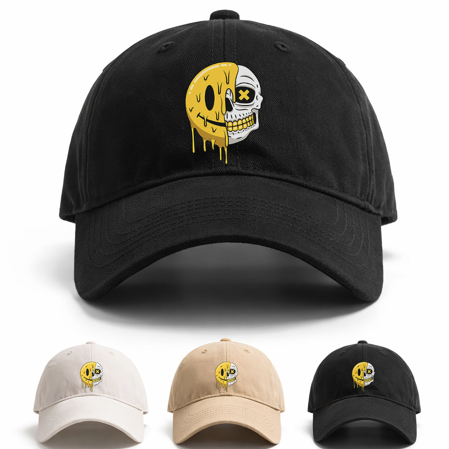 Boné Baseball Smiley Melting Skull Grunge Urbano Estilo
