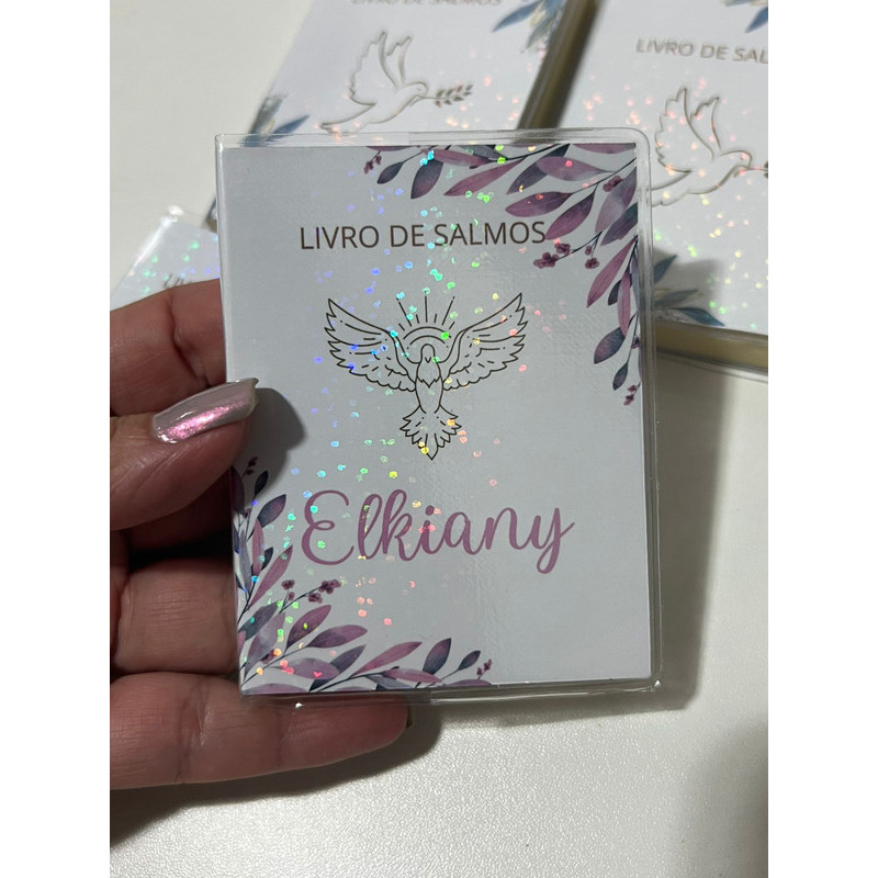 Kit 10 Lembrancinhas Livro De Salmos Personalizado Batizado Nascimento Primeira Comunhão Mod21