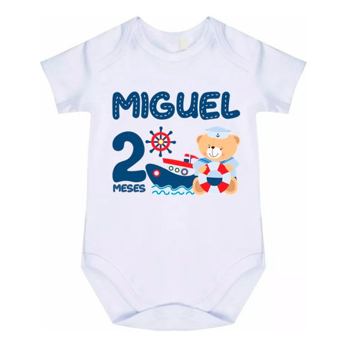 Roupa Body Bebê Urso Marinheiro Mês De Aniversário Cód 3