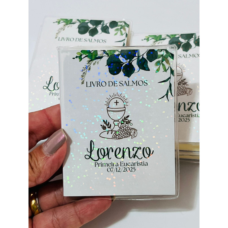 Kit 10 Lembrancinhas Livro De Salmos Personalizado Batizado Nascimento Primeira Comunhão Mod15