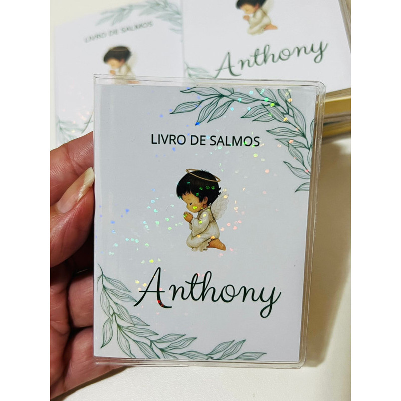 Kit 10 Lembrancinhas Livro De Salmos Personalizado Batizado Nascimento Primeira Comunhão Mod22