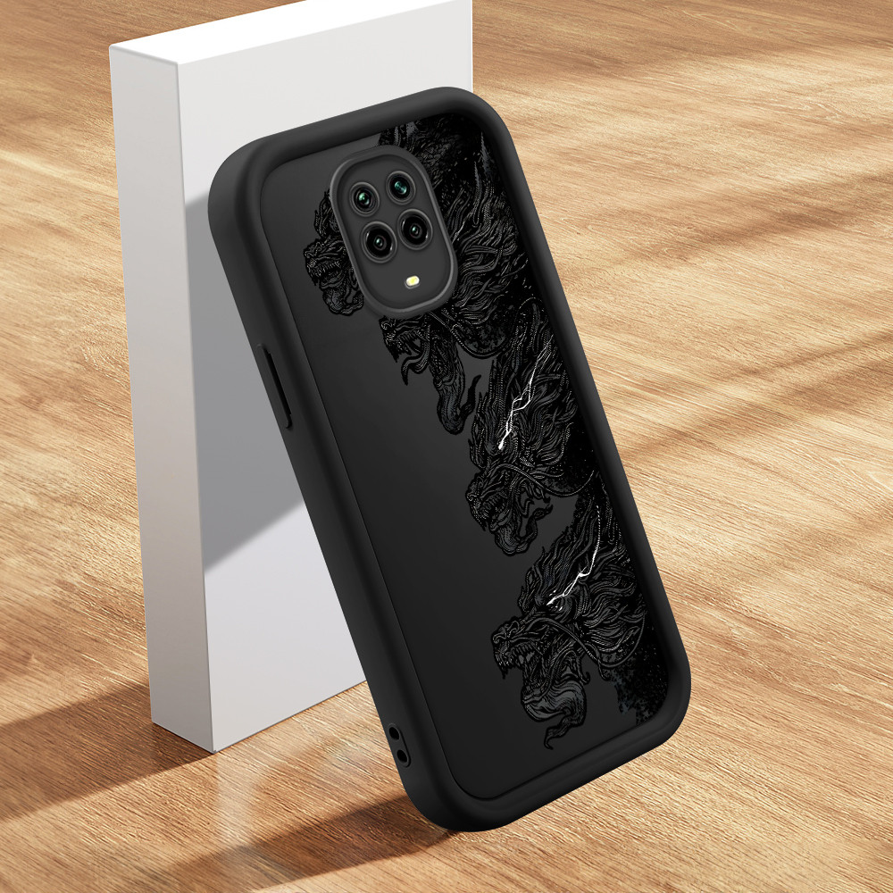 Capinha de Silicone Preta no Estilo Simples Para Xiaomi Redmi Note 9 9S Pro Max Capa de Celular TY7423