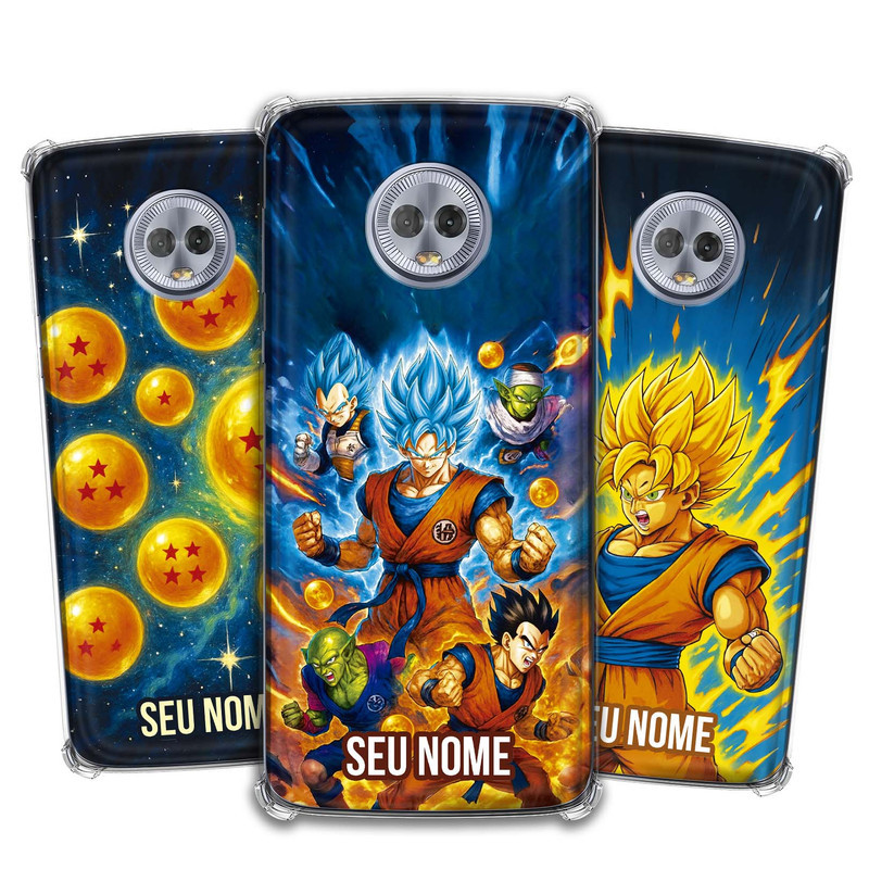 Capa Capinha - Motorola Moto G6 Plus - Dragon Ball Desenho Anime Personalizada com Nome