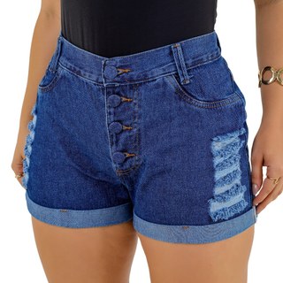 Short Jeans Feminino Caju Family Cintura Alta Soft Sky Modelagem Premium
