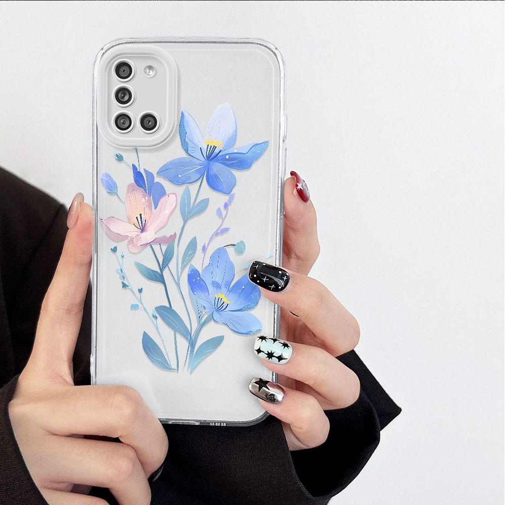 Capa Flores Azuis Para Samsung Galaxy A31 Capinha Macia Case TSY0379 em Oferta na Shopee