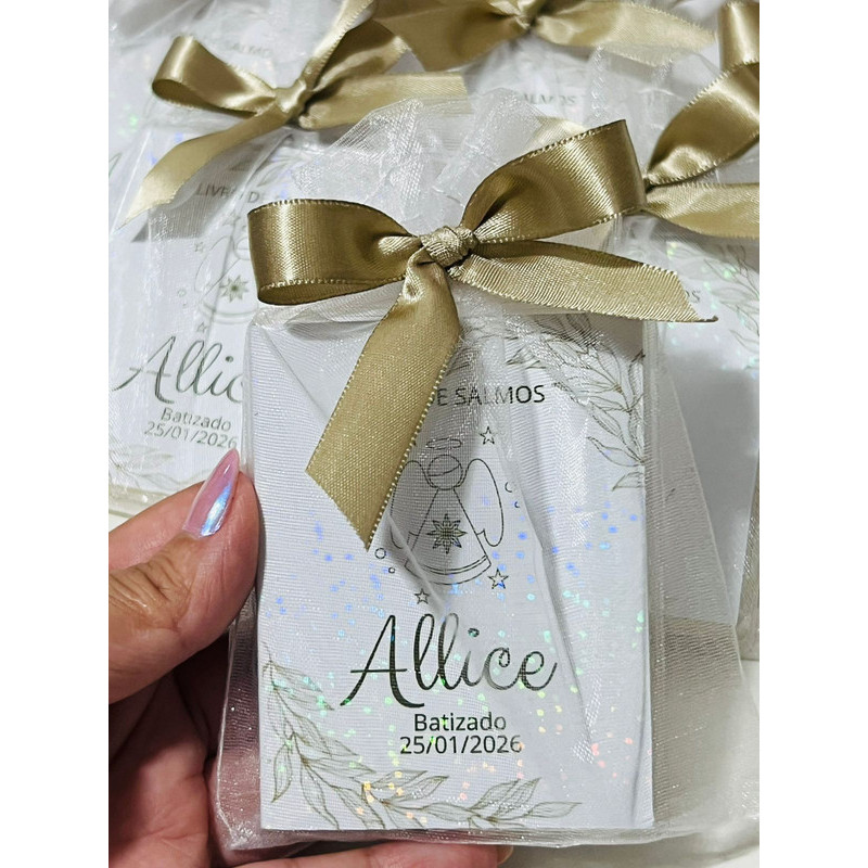 Kit 10 Lembrancinhas Livro De Salmos Personalizado Batizado Nascimento Primeira Comunhão Mod13