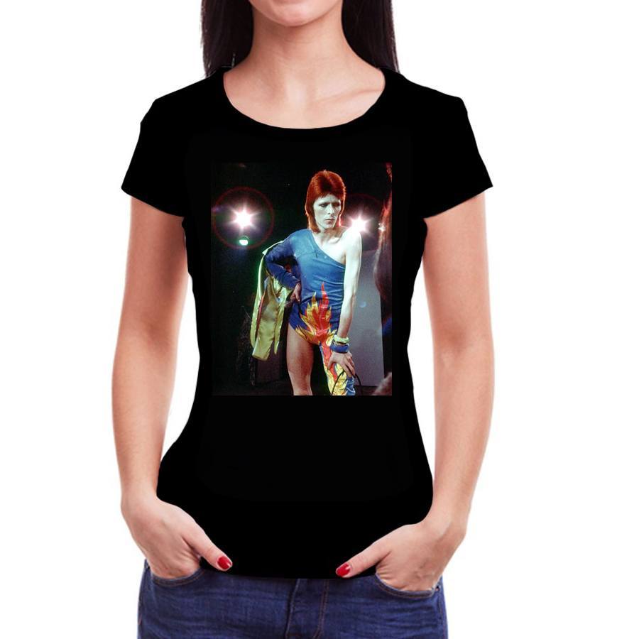 Camiseta Feminina Baby Look David Bowie Ziggy Stardust Foto - 100% algodão