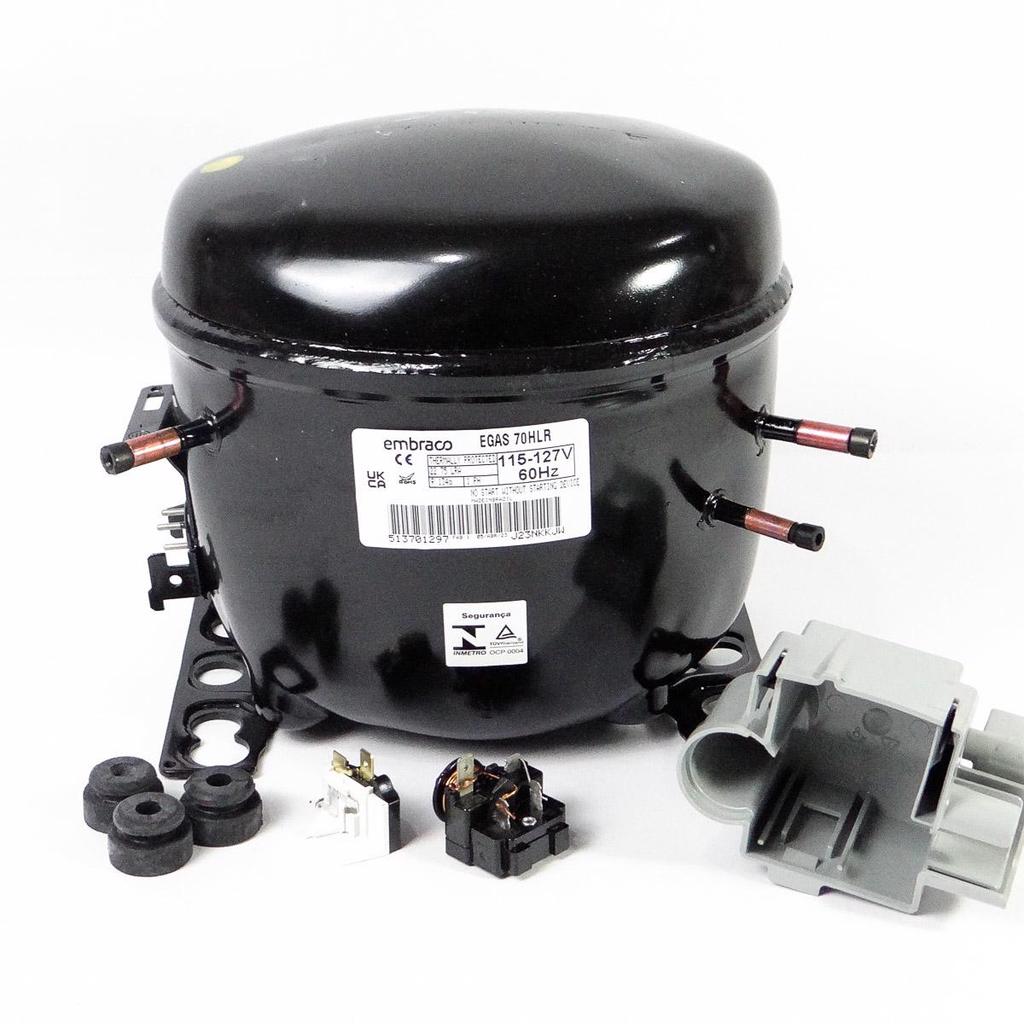 Motor Embraco EGAS70HLR 1/5+ R134a 127V Com Rele E Protetor