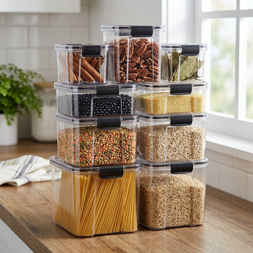 Kit Organizador 9 Potes Herméticos Acrílico Cristal Empilhável 450ml 710ml 950ml