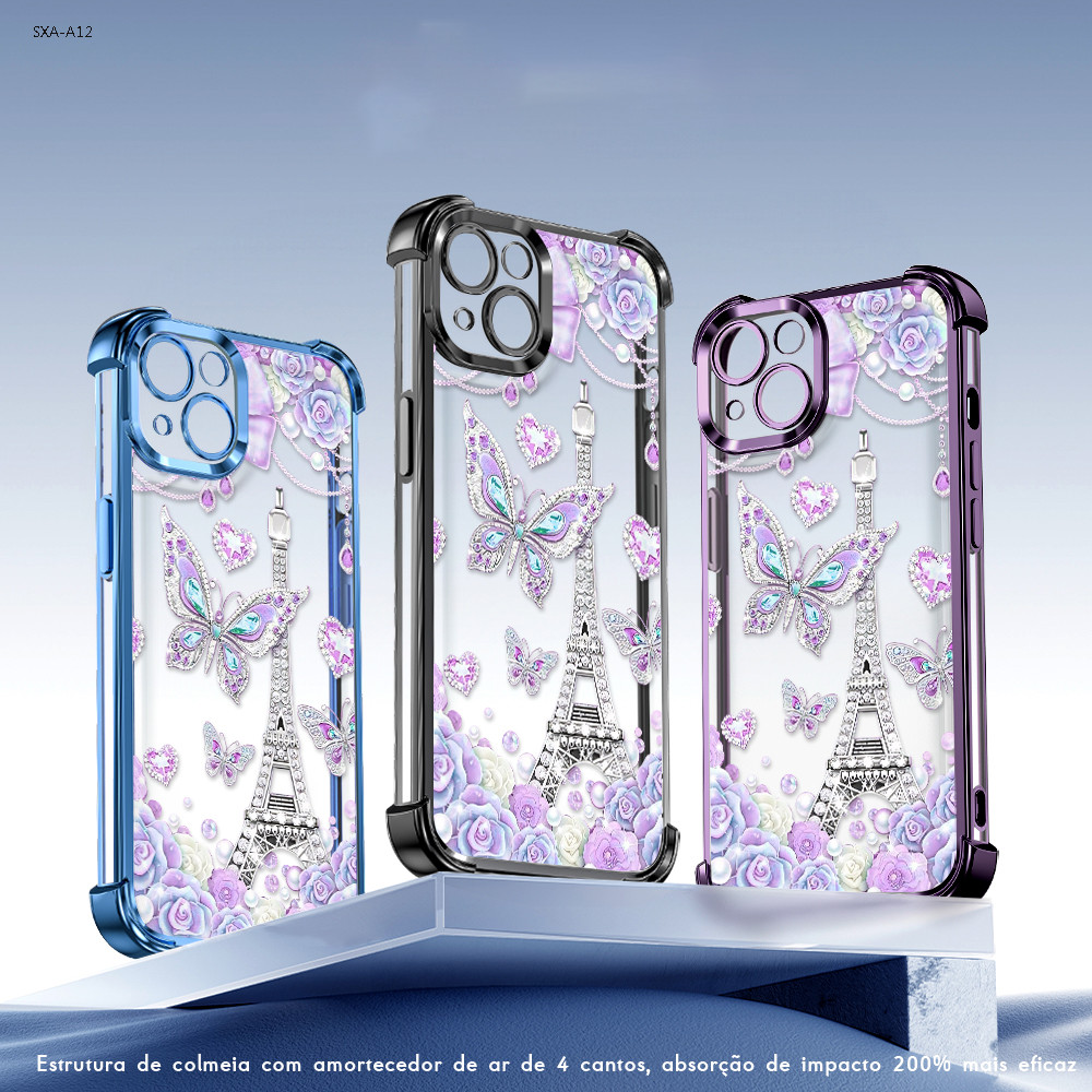 Capa Capinha Anti Impacto Transparente Para Samsung Galaxy A17 A16 A15 A14 A13 A12 4G 5G Macia Borboleta Case FS0485