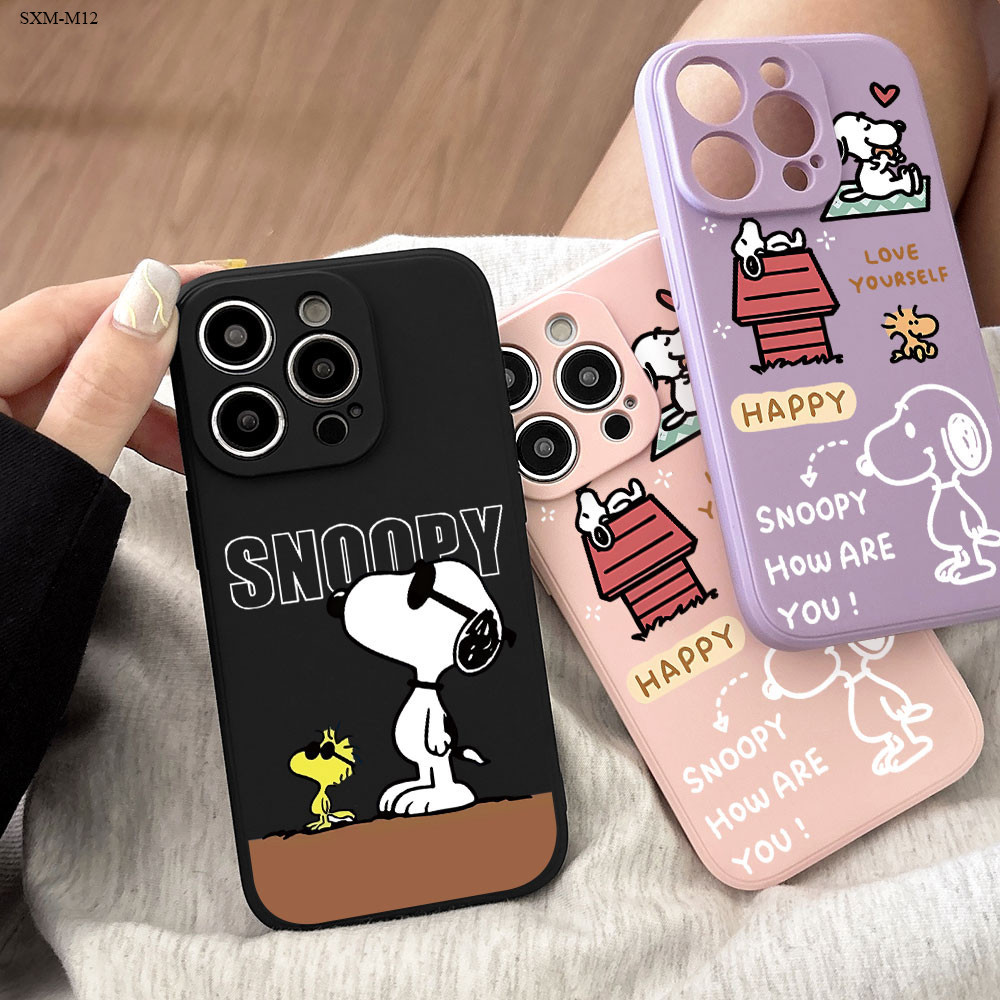 Capa Veludo Borracha Para Samsung Galaxy M23 M12 M22 4G 5G Normal Snoopy Capinha 0408 YT