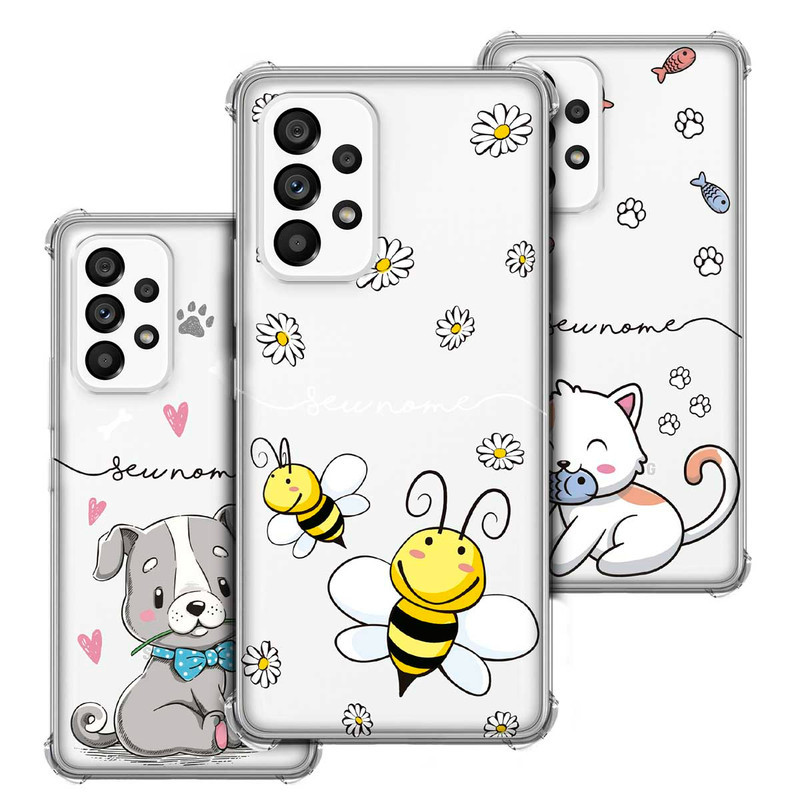 Capa Capinha - Samsung Galaxy A53 - Bichinhos Fofos Animais Personalizada Anti-Impacto Transparente