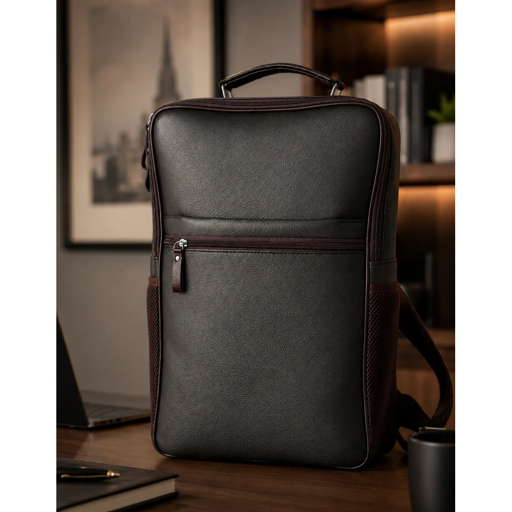 Mochila Executiva Masculina Notebook 15.6 Couro Sintético Trabalho Faculdade Viagem Reforçada 15 Litros Leve Urbana