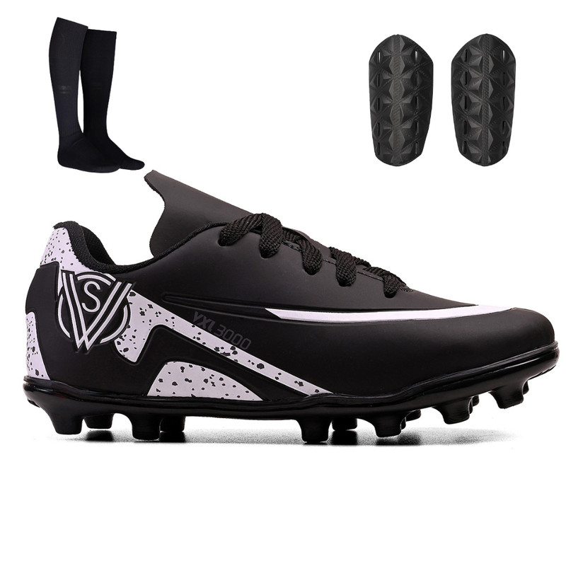 Kit Chuteira Infantil para Meninos Trava/Campo + Meião e Caneleira