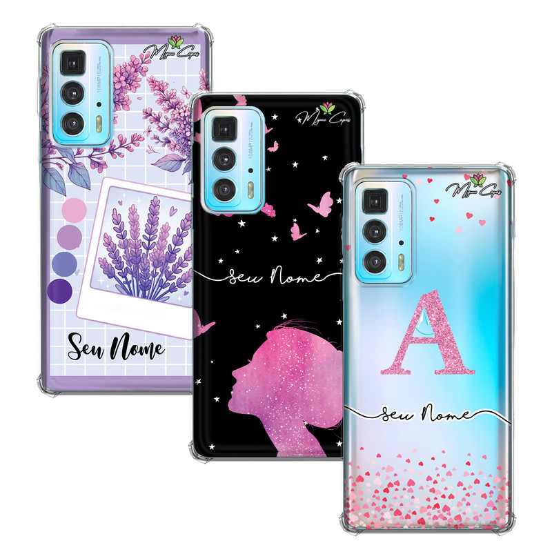 Capa Capinha - Motorola Moto Edge 20 Pro - Mundo Pink e Flores Personalizada