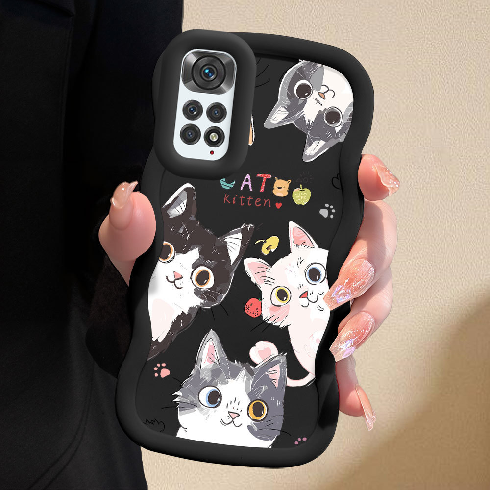 Capinha Gato Para Xiaomi Redmi Note 11 11S 12S Capa De Silicone Macia Estilo Simples Macaron Case 0202