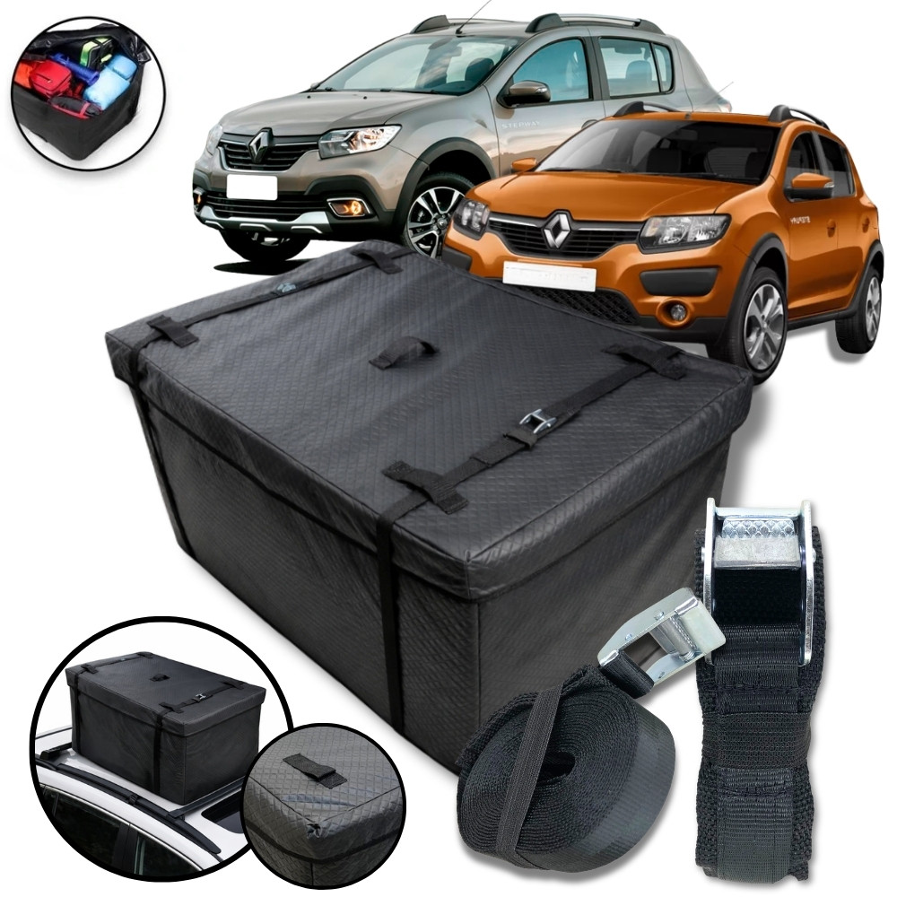 Bolsa Teto Impermeável 370L + Cinta Premium Sandero Stepway