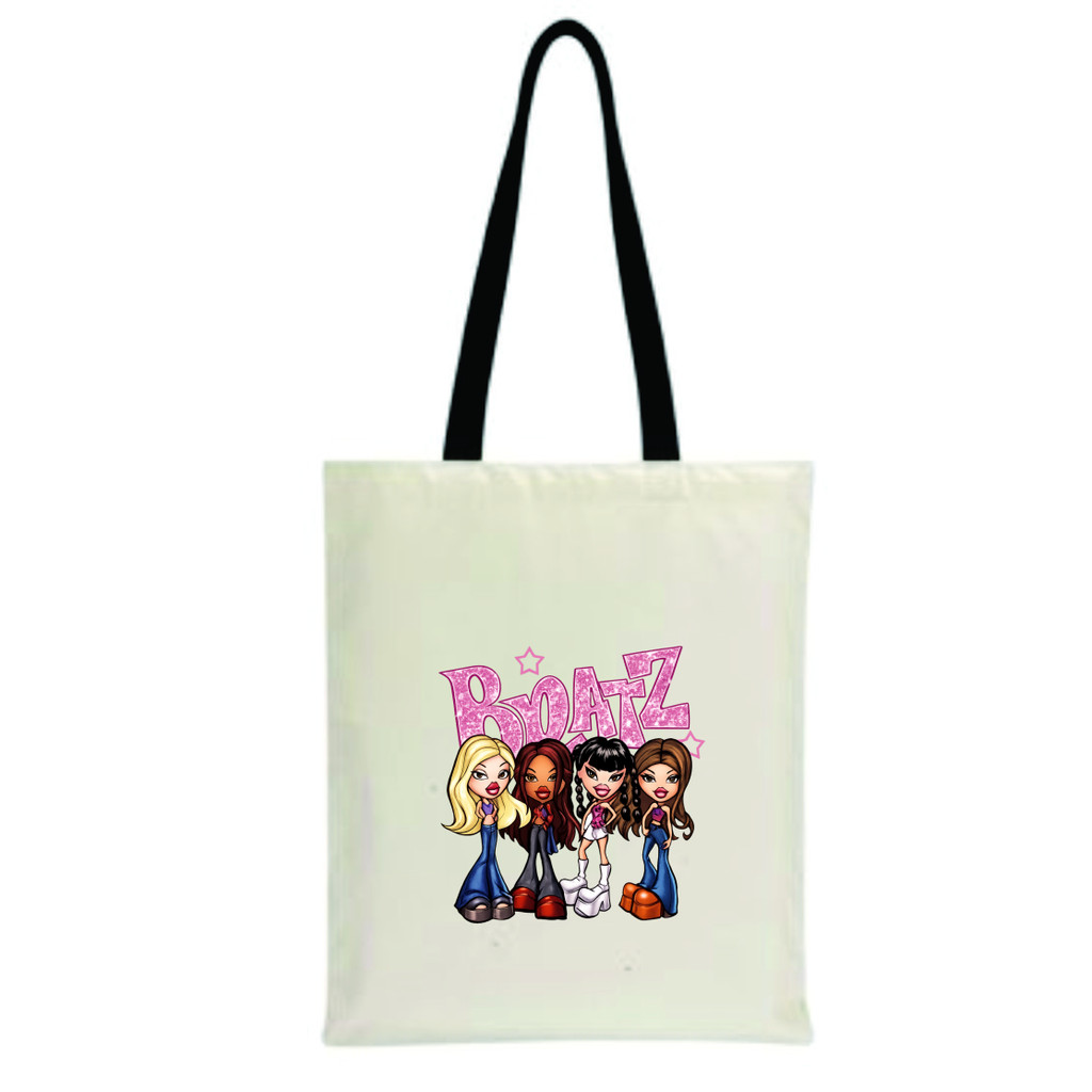 Bolsa Sacola Ecobag Ecologica algodão estampa Bratz Angel Bonecas Yasmin Cloe Jade Sasha Tour Moda