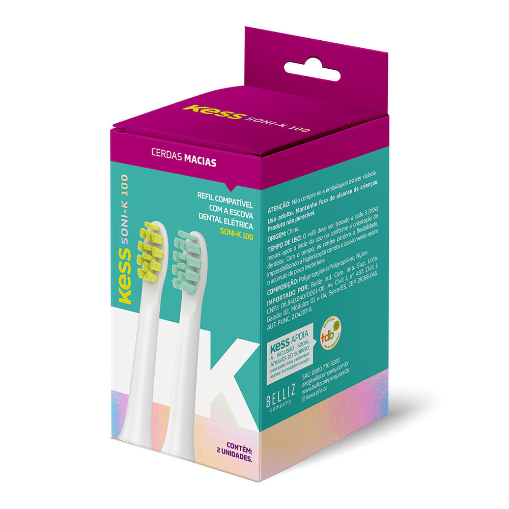 Refil para Escova Dental Elétrica SONI-K 100 2 Un Kess