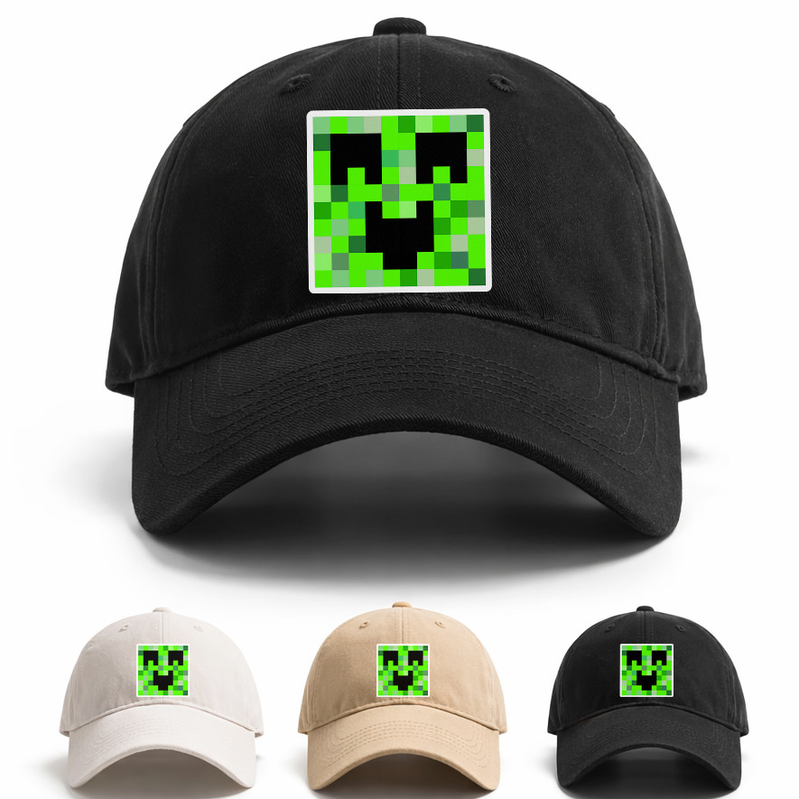 Boné Masculino Estiloso Creeper Minecraft Gamer Estilo Marrom Kids Confortavel Pixel Qualidade Verão Moda Oferta Casual