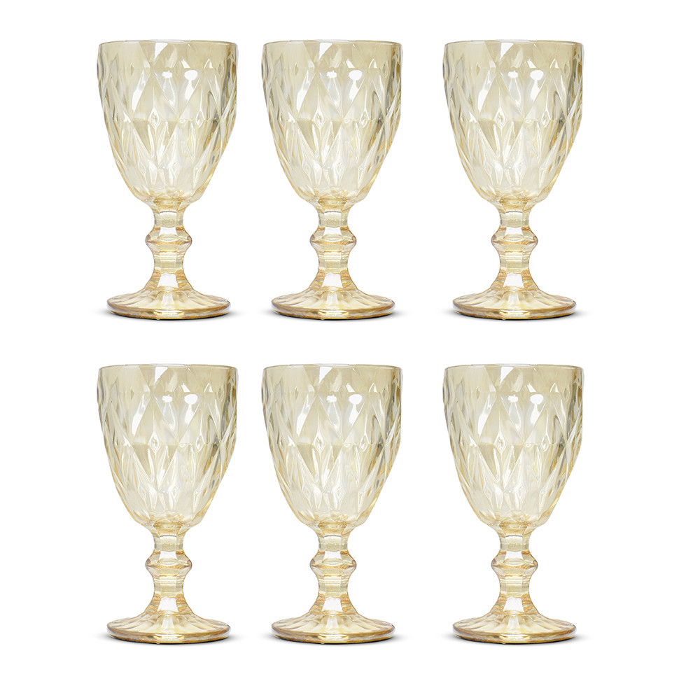 Jogo de Taças de Vidro Diamond Amber Metalizado 330ml - Class Home