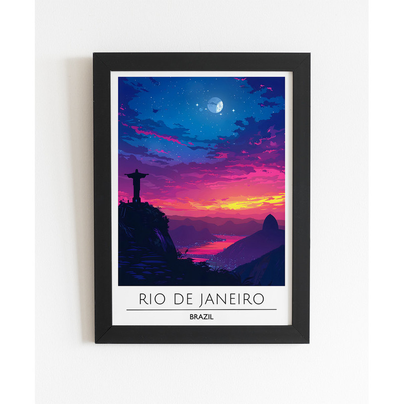 Quadro Noite Rio De Janeiro - Cristo Redentor - Brasil