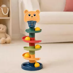 Brinquedo Infantil Torre Espiral com Bolinhas Pista Giratória 3 ou 5 Níveis 3+ Anos