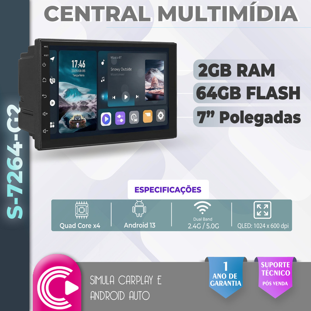 Central Multimídia Hyundai Hb20 2012/2019 Adak 7'' 64gb Qled Carplay Android Auto Com GPS E Wifi — imagem 2 de 2