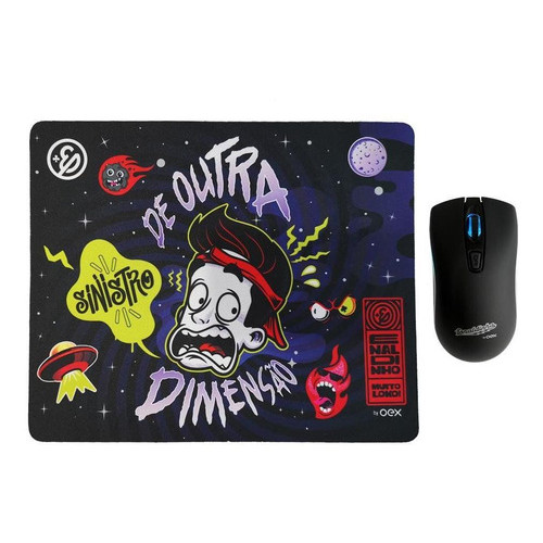 Kit Gamer Enaldinho Mouse LED USB E Mousepad Speed Emborrachado Oex MC106 Alta Precisão