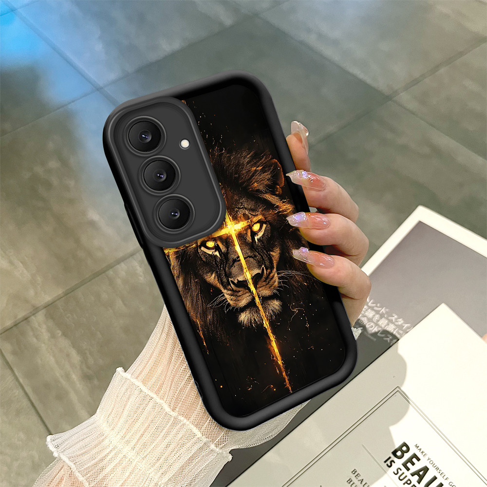Capa Para Samsung Galaxy S25 FE 5G Capinha De Celular Macia Preta Silicone Jesus Leão TY7514