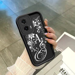 Capinha Personalizada com Letra A-Z Para Motorola Moto G35 5G Silicone Macio Proteção Completa Capa Case ZM