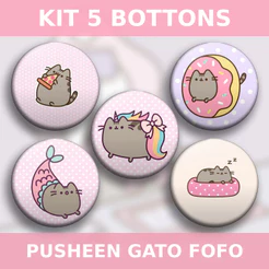 Bottons PUSHEEN GATO FOFO - broche alfinete boton bottom button pin