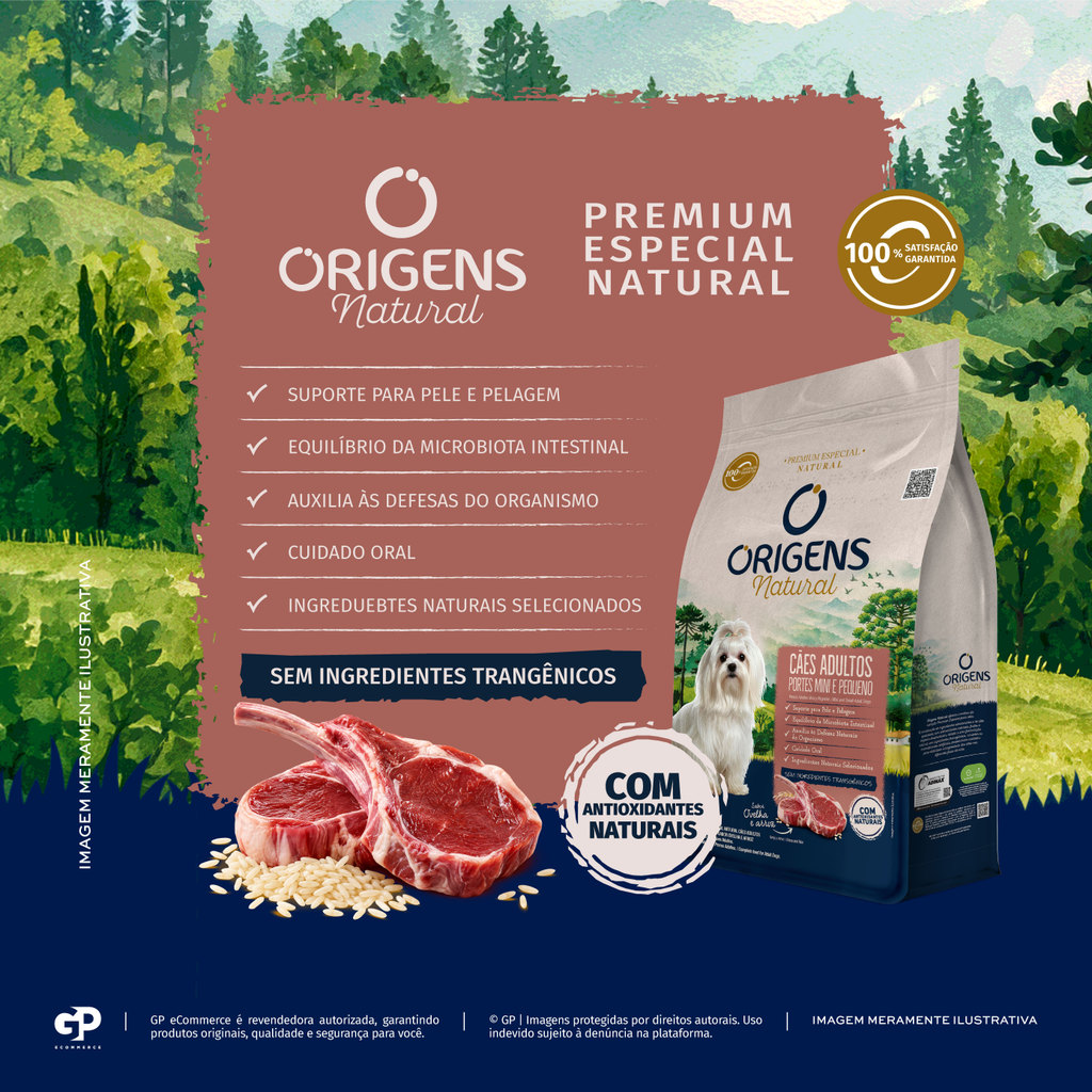 Ração Origens Natural Cães Adultos Porte Mine Pequeno Sabor Ovelha e Arroz 1kg Adimax — imagem 2 de 2