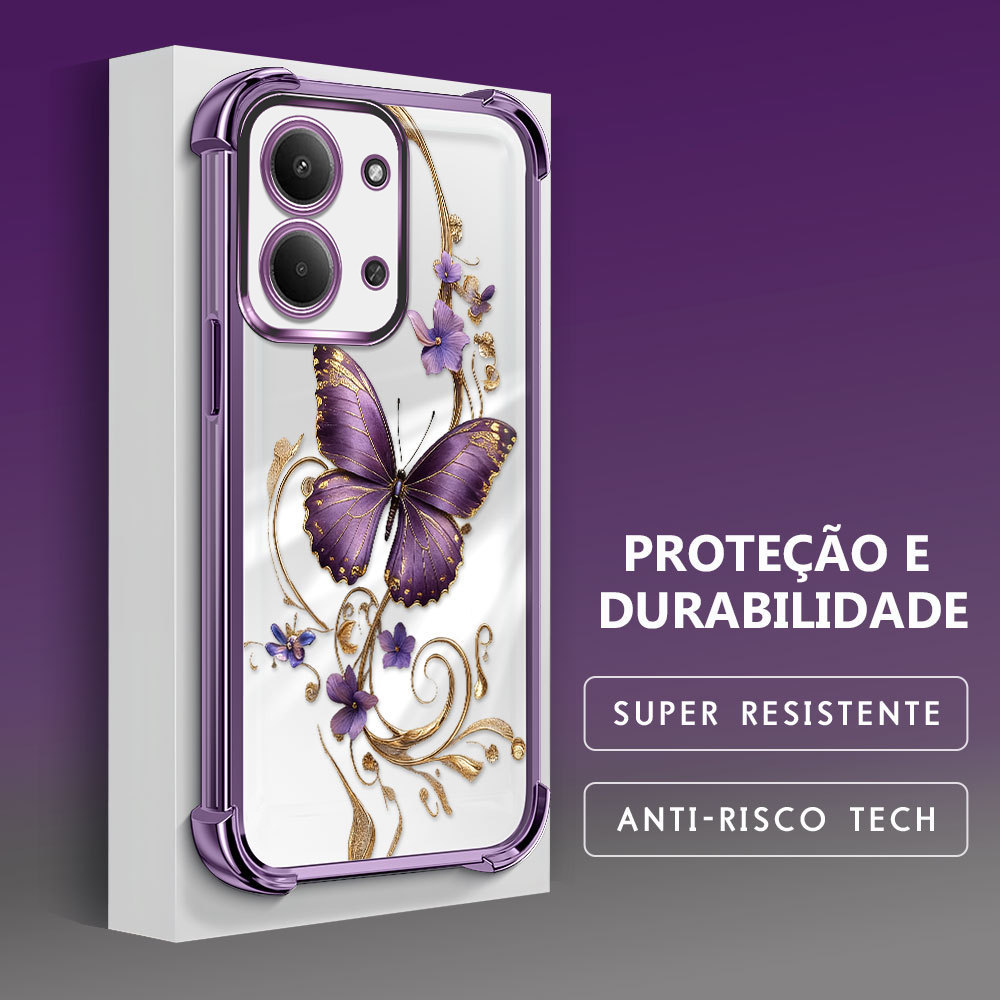 Capinha de Silicone Anti Queda Impresso Borboleta Proteção da Lente Para Xiaomi Poco C85 4G Capa de Celular FS0862