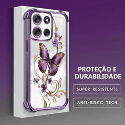 Capinha de Silicone Anti Queda Impresso Borboleta Proteção da Lente Para Motorola Moto G56 5G Capa de Celular FS0862