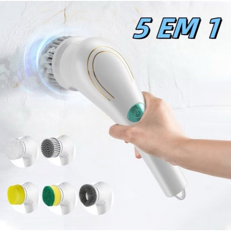 Escova de Limpeza Elétrica 5 em 1 Recarregável Sem Fio Multiuso para Casa Cozinha
