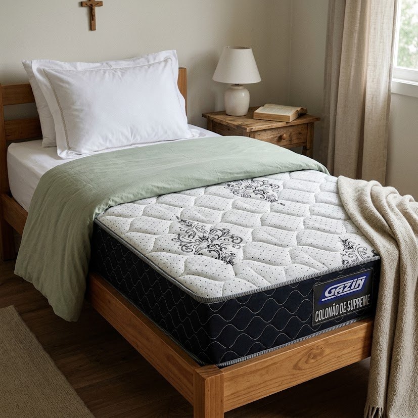 Colchão Solteiro Gazin Sonolar Supreme D33 Preto 88x188x17cm Espuma Laminada Pillow Double Face Até 100 kg Para Cama Box